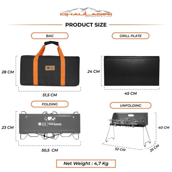 DH CAMPING STOVE TWIN BURNER WITH GRILL PLATE - Image 2