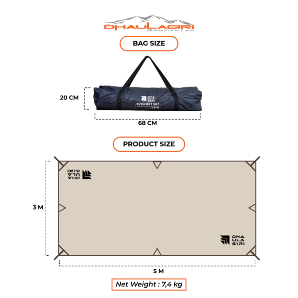 DH FLYSHEET SET CANVAS 3X5 M - Image 4