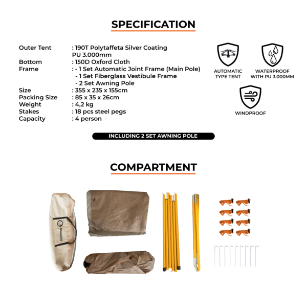 CAMPING TENT AUTOMATIC 4P - Image 3