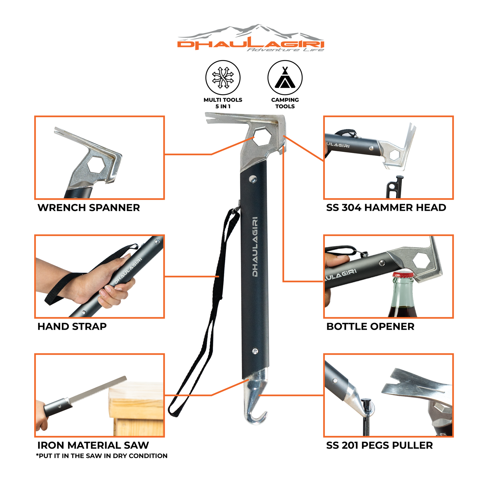 MULTIFUNCTION CAMPING HAMMER 6 IN 1 - Image 6